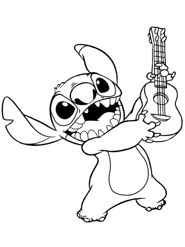 Stitch playing guitar Coloring page Stitch playing guitar Coloring page