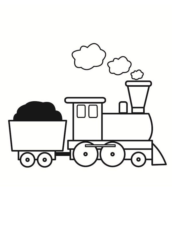 Steam locomotive with wagon Coloring page