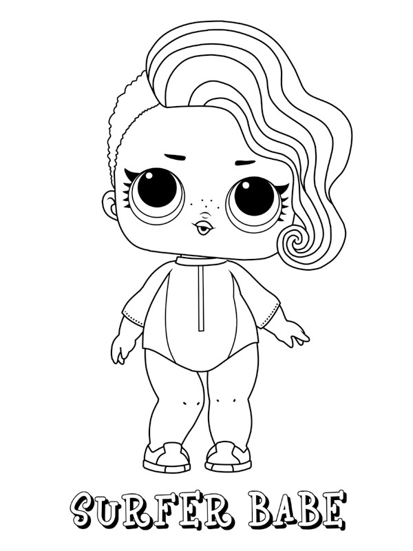 Surfer babe Coloring page