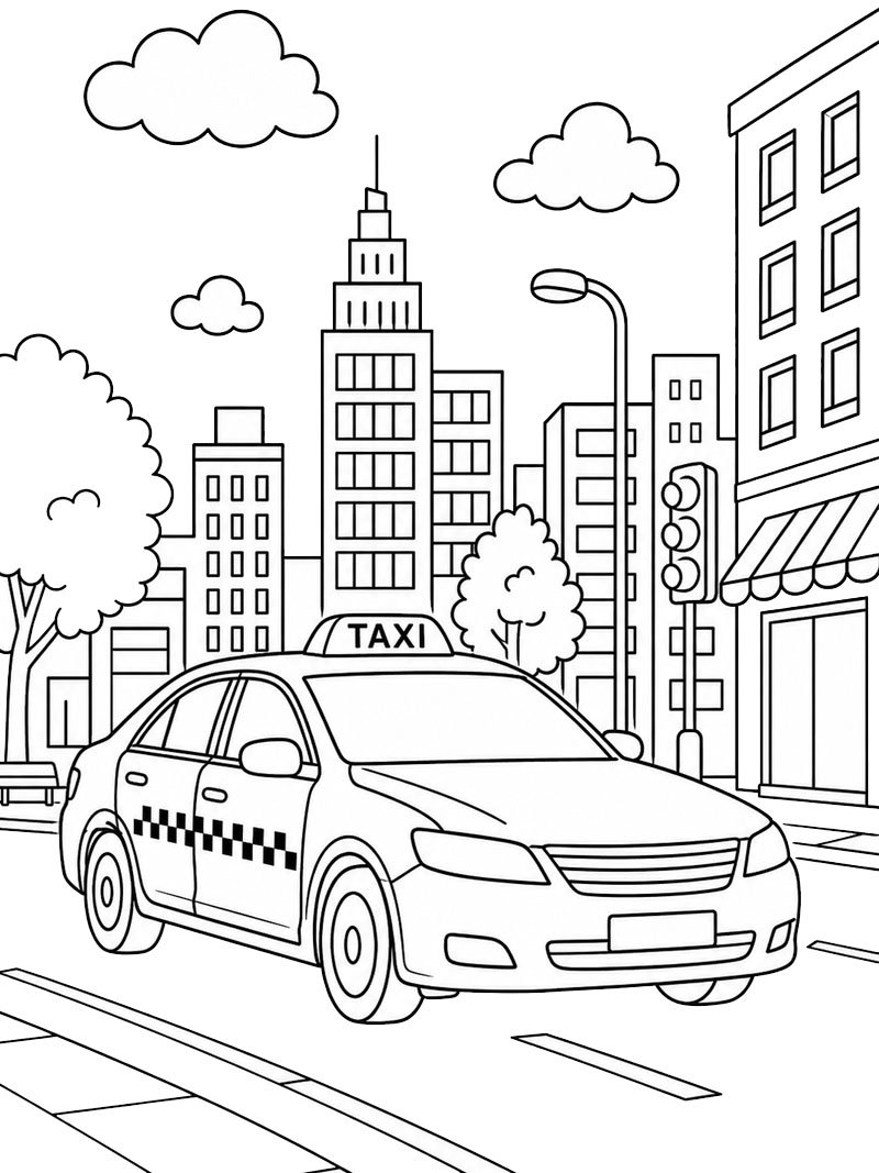 Taxi in the City Coloring page