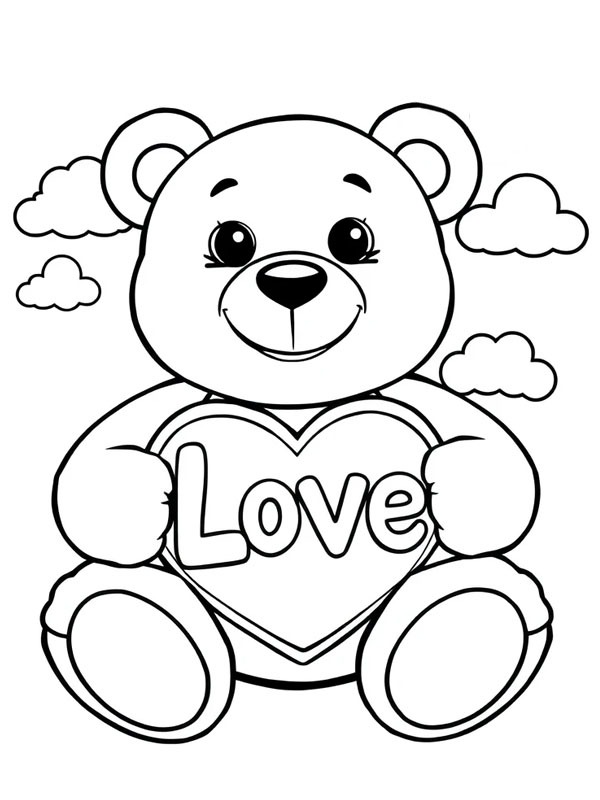 Teddy bear with a heart Coloring page Teddy bear with a heart Coloring page