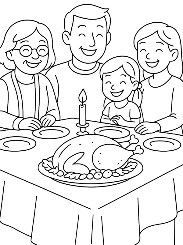 thanksgiving family dinner Coloring page thanksgiving family dinner Coloring page