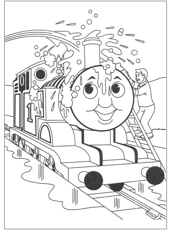 washing Thomas the train Coloring page