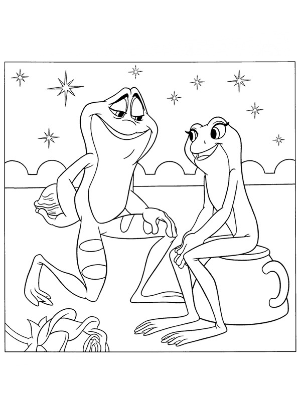 Tiana and Prince Naveen Coloring page Tiana and Prince Naveen Coloring page
