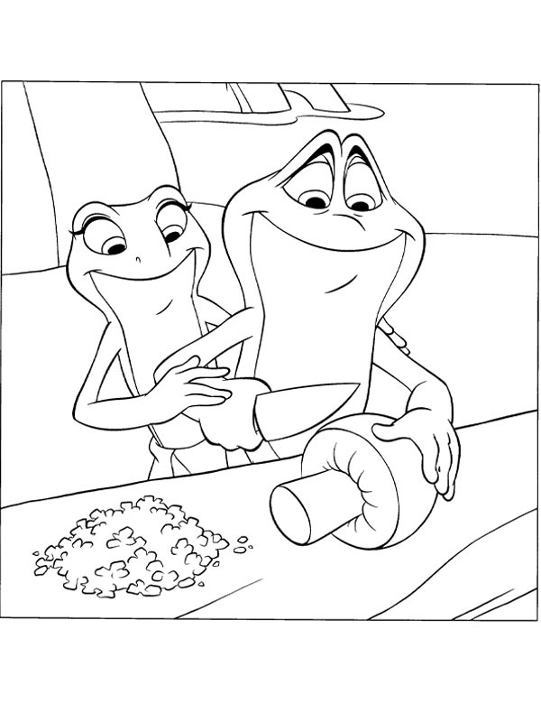 Tiana teaches Naveen to cook Coloring page Tiana teaches Naveen to cook Coloring page