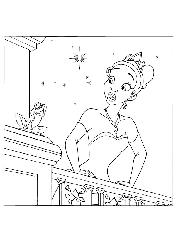 Tiana sees a frog Coloring page Tiana sees a frog Coloring page