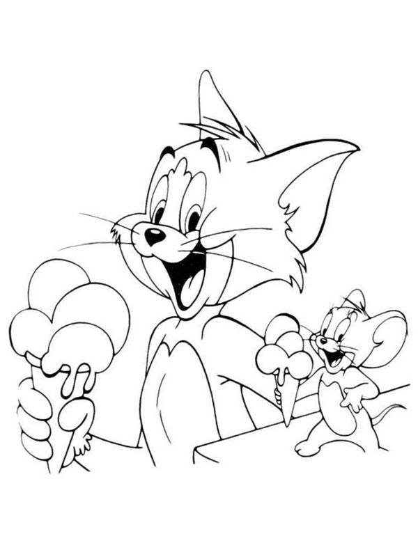 Tom en Jerry eating ice Coloring page Tom en Jerry eating ice Coloring page