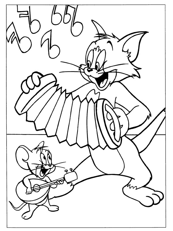 Tom and Jerry making music Coloring page