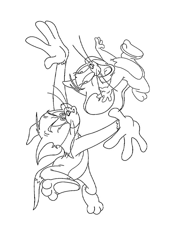 Tom and Jerry running Coloring page