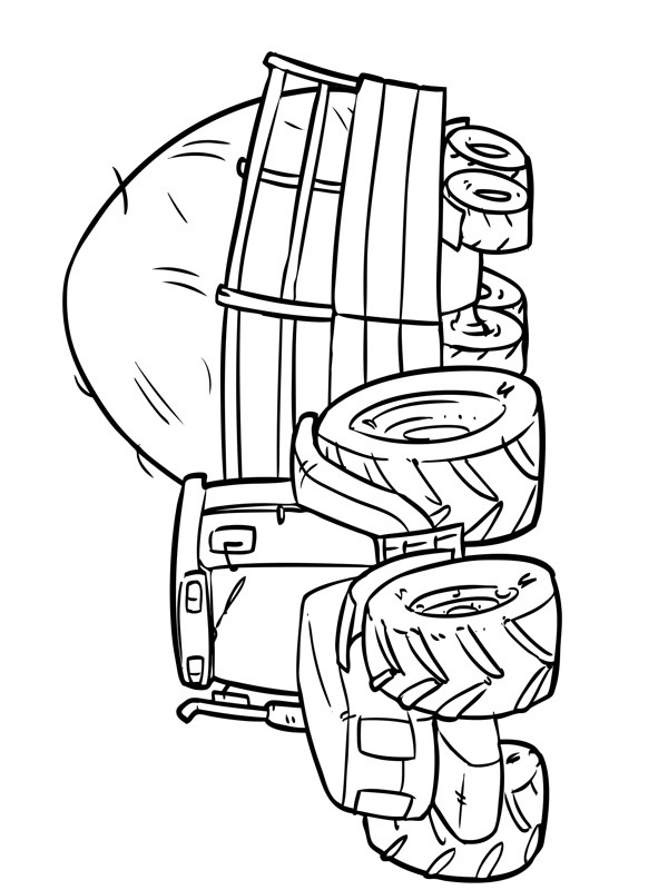 tractor and straw transport Coloring page