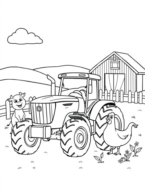 Tractor with animals Coloring page Tractor with animals Coloring page