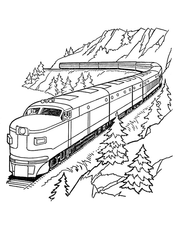Train in the mountains Coloring page
