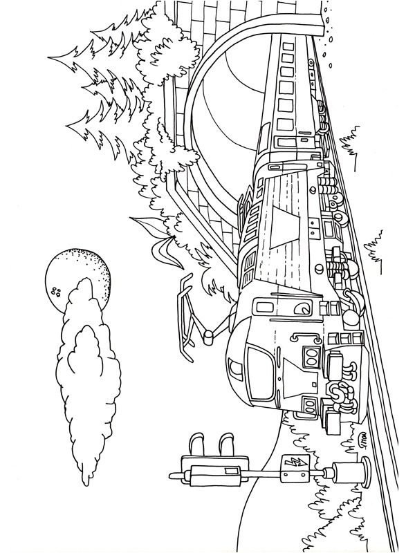 Train coming out of a tunnel Coloring page