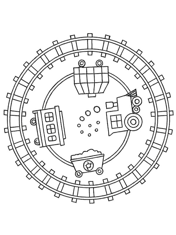 Train mandala Coloring page