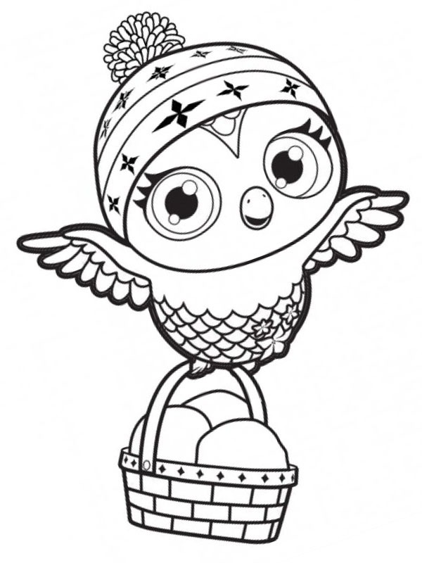 Owl with Easter basket Coloring page Owl with Easter basket Coloring page