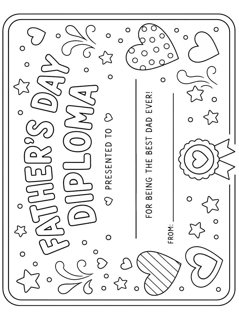 Father's Day Certificate Coloring page Father's Day Certificate Coloring page