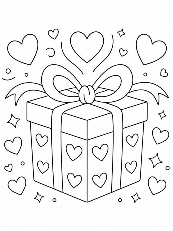 Valentine's Day gift Coloring page