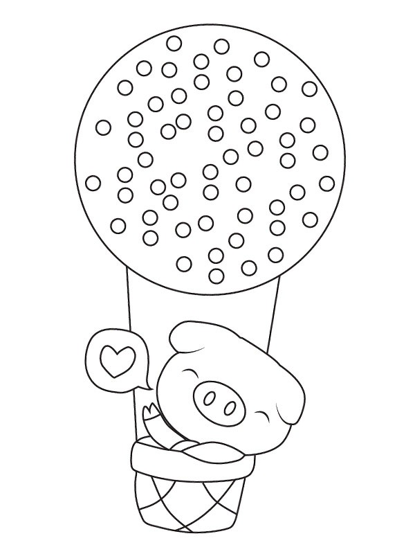 Pig in hot air balloon Coloring page