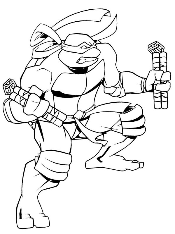 Fighting Michelangelo Coloring page Fighting Michelangelo Coloring page