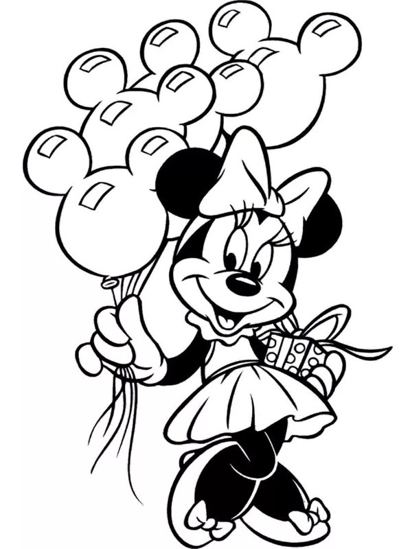 Birthday Minnie Mouse Coloring page