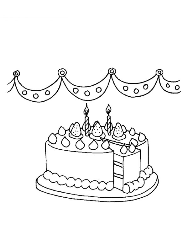 Birthday cake with candles Coloring page