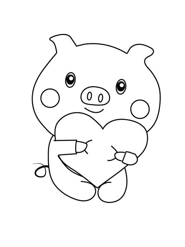 Pig in love Coloring page