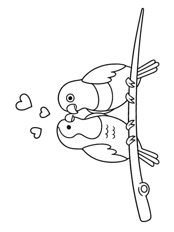Dwarf parrots in love Coloring page Dwarf parrots in love Coloring page