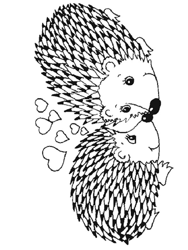 Loving hedgehogs Coloring page