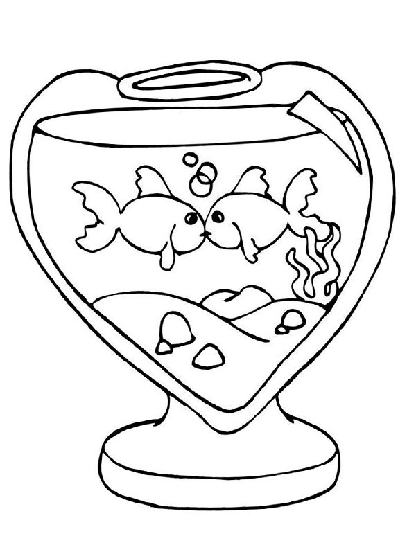 Fish in love Coloring page