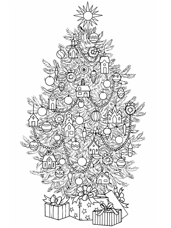 Decorated Christmas Tree Coloring page