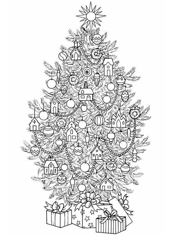 Decorated Christmas Tree Coloring page Decorated Christmas Tree Coloring page