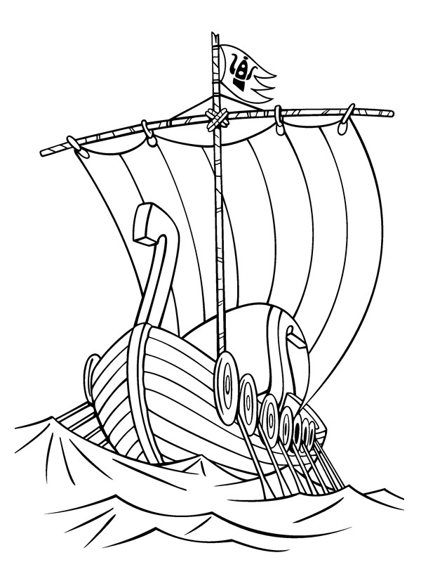 viking ship drakkar Coloring page