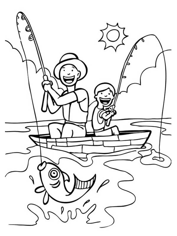 Fishing from the boat Coloring page Fishing from the boat Coloring page