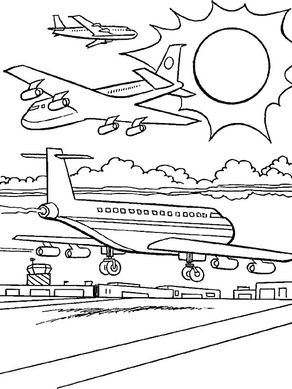Landing airplane Coloring page