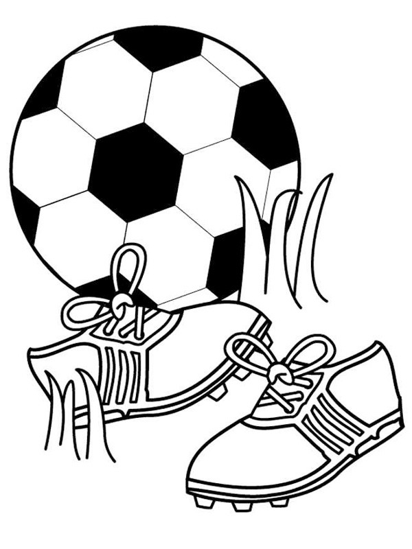 ball and soccer shoes Coloring page