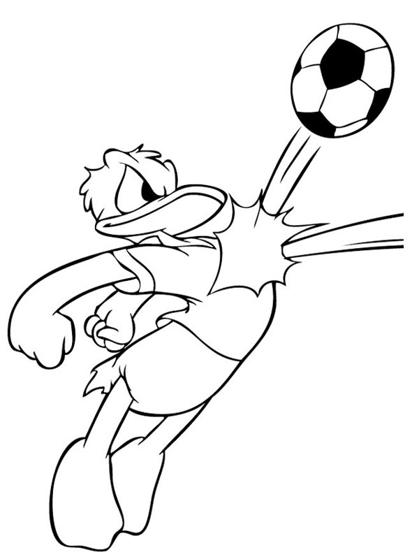 Soccer player Donald Duck Coloring page
