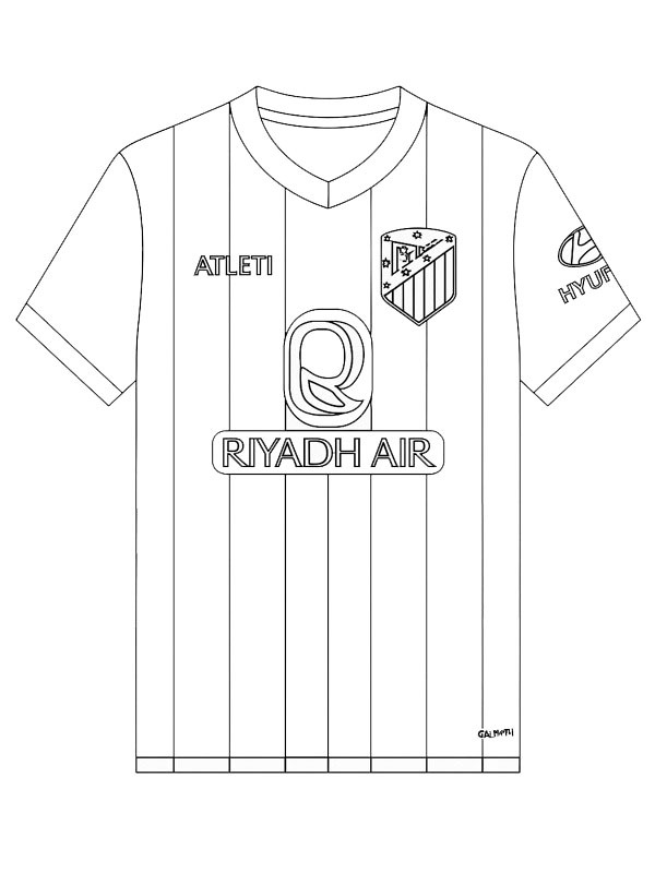 Atletico Madrid Football Shirt Coloring page Atletico Madrid Football Shirt Coloring page