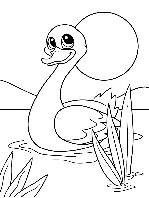 Happy swan Coloring page