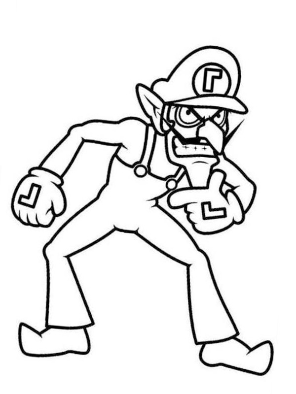 wario and waluigi coloring pages