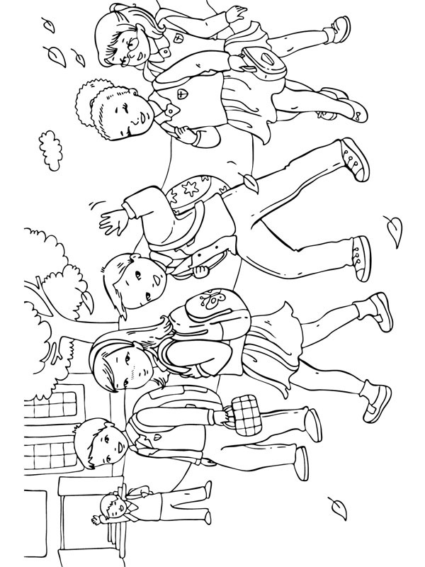 Walking to school Coloring page