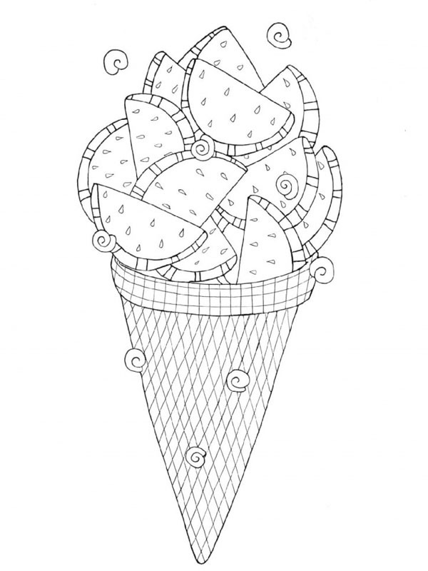 Watermelon ice cream Coloring page Watermelon ice cream Coloring page