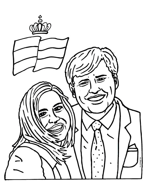 King Willem Alexander and Queen maxima Coloring page