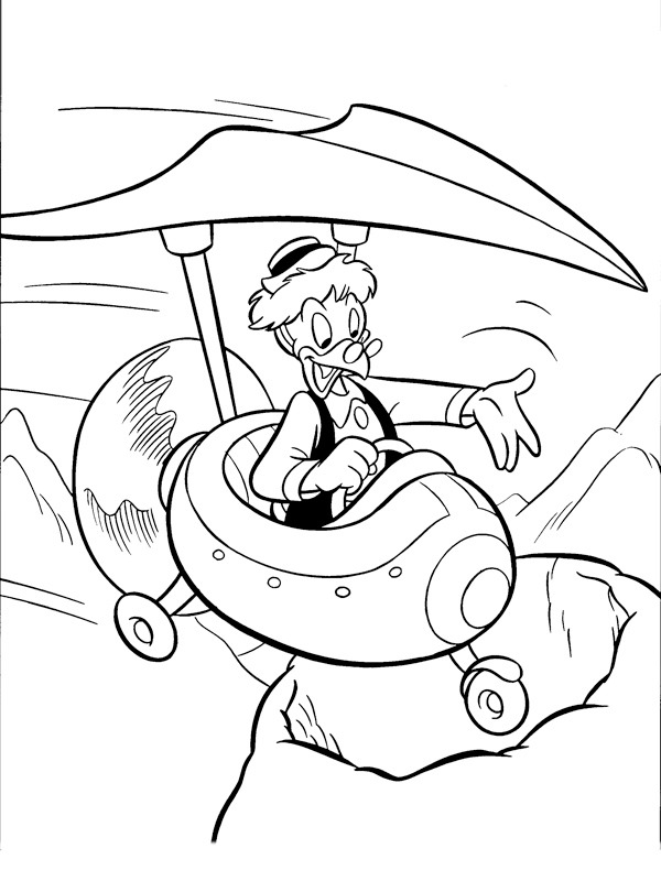 Gyro Gearloose in a flying machine Coloring page