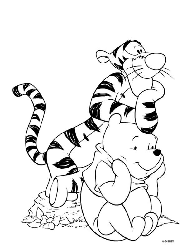 Winnie the pooh and Tigger Coloring page