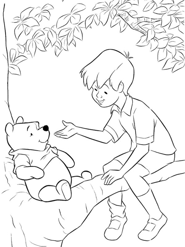 Winnie the Pooh and Christopher Robin Coloring page