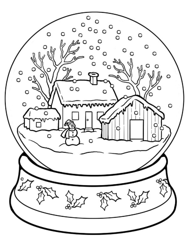 winter snow globe Coloring page