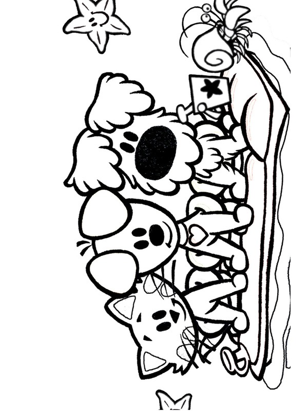 Woezel and Pip on the beach Coloring page Woezel and Pip on the beach Coloring page