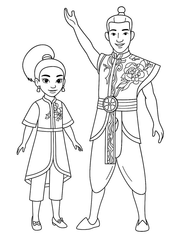 Young Raya and Chief Benja Coloring page Young Raya and Chief Benja Coloring page