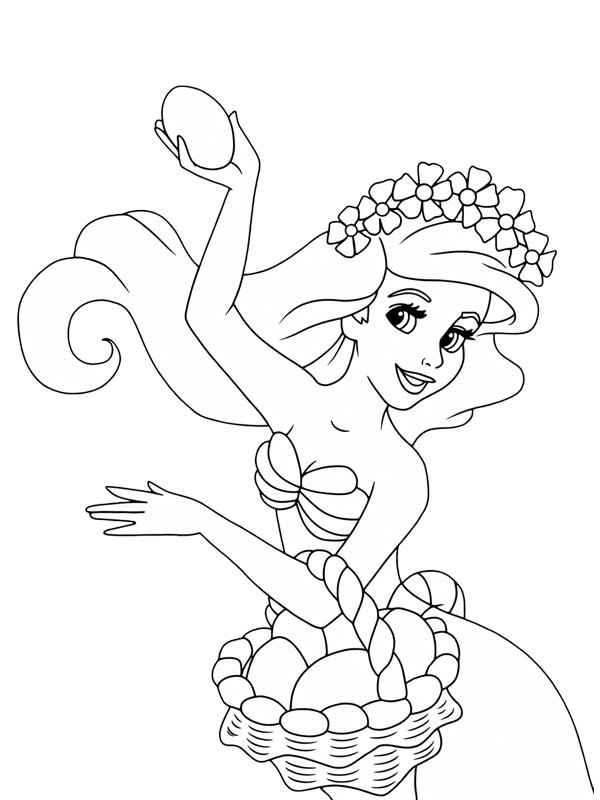 Mermaid Ariel with Easter eggs Coloring page Mermaid Ariel with Easter eggs Coloring page