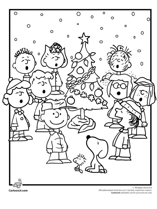 Singing at the christmas tree Coloring page Singing at the christmas tree Coloring page